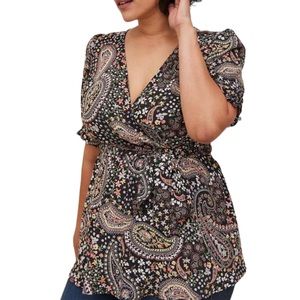 NWT Torrid Georgette Surplice Puff Sleeves Blouse